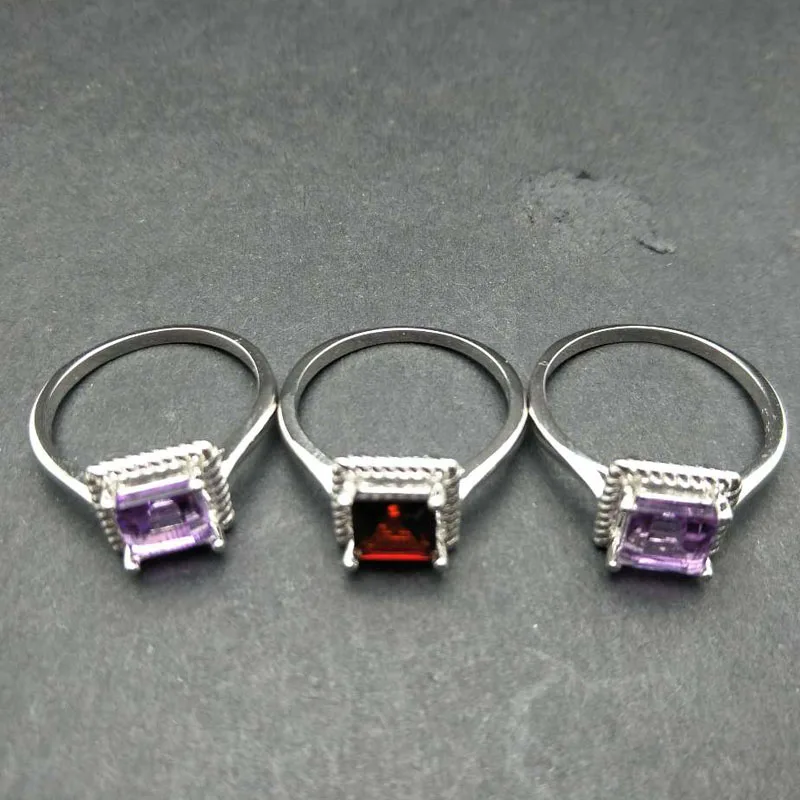 TBJ natural mozambique garnet square 6mm in 925 silver gemstone jewelry ring with gift box | Украшения и аксессуары