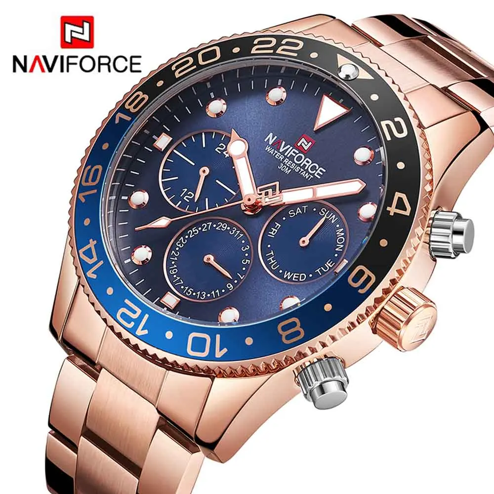 NAVIFORCE 9147 Роскошные Мужские Аналоговые Кварцевые спортивные часы Модные Военные уличные водонепроницаемые 24 Время, дата-неделя часы мужские наручные часы