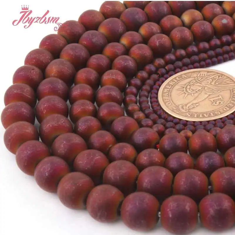 3 4 6 8 мм морозный круглый шар бусины фиолетовый гематит натуральный камень для DIY