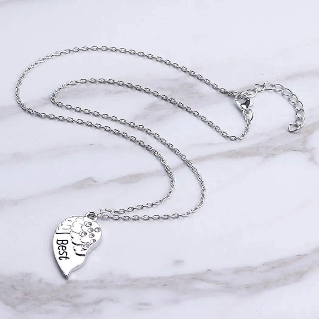 New Fashion Good Friends Heart Shape 31mm Charm Link Chain Jewelry Pair of Necklace(2pcs) Necklace Silver | Украшения и