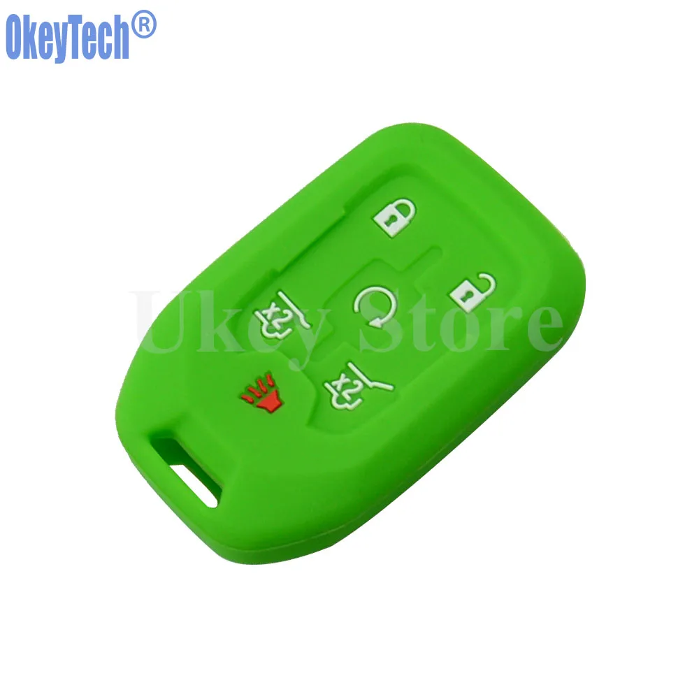 Green OkeyTech силиконовый автомобильный брелок для ключей, чехол для CHEVROLET GMC YUKON SUBURBAN TAHOE, 6 кнопок, защита для ключей - Название цвета: Green