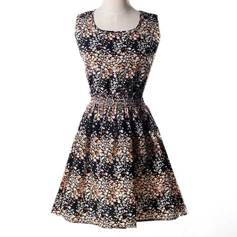 Летнее пляжное платье для женщин шифоновое с модным цветочным принтом А силуэта