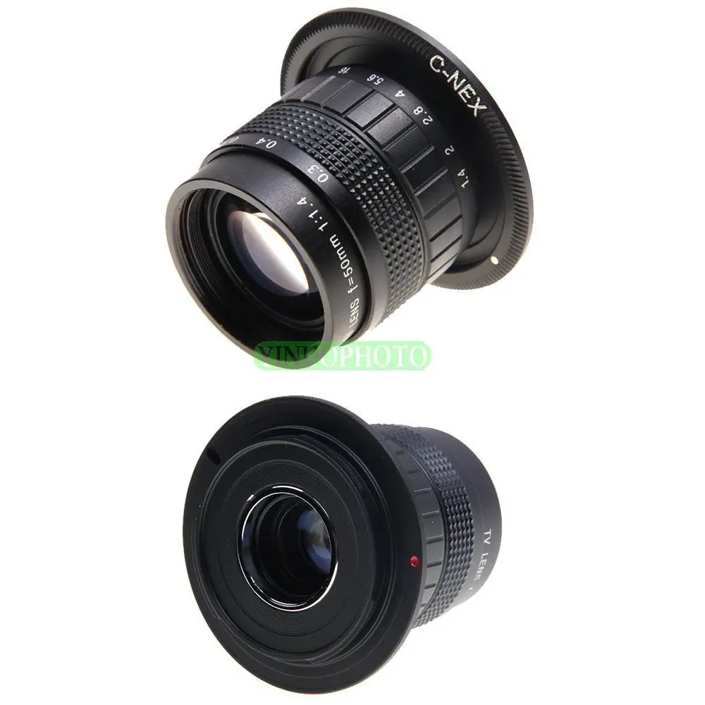 Фуцзянь 50 мм F1.4 CC TV lens + C Mount для Sony E NEX3 NEX C3 F3 5 5N 5R 5T A6000 A5000|c mount|tv lens50mm f1.4 |