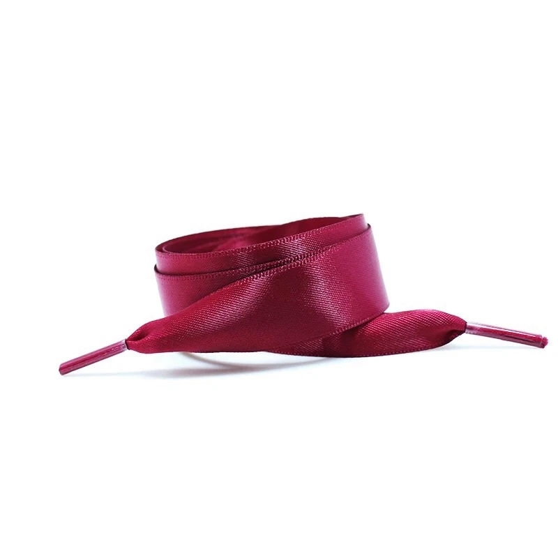Dark red Новые шнурки из атласной шелковой ленты, белые кроссовки, кружевные парусиновые шнурки, 2 см, ширина 80 см/100 см/120 см длина шнурков - Цвет: Dark red