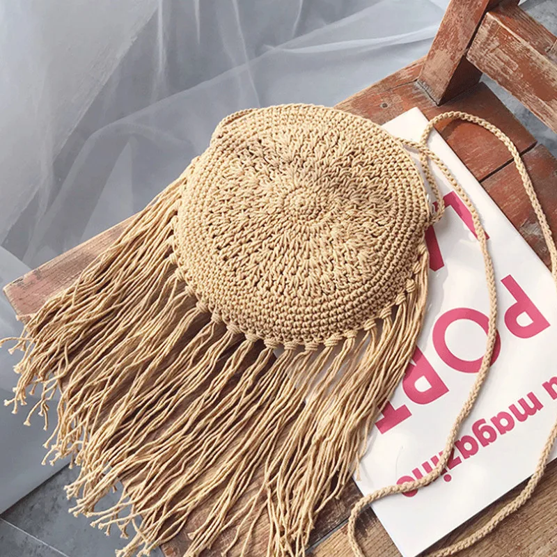 Соломенная Сумка для женщин летняя пляжная плетеная сумка мессенджер из ротанга