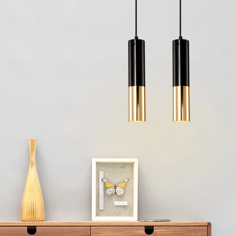 Современные подвесные светильники с лампами на GU10 LED для столовой кухонных ламп освещения для гостиной D60mm Алюминиевая труба светильника.