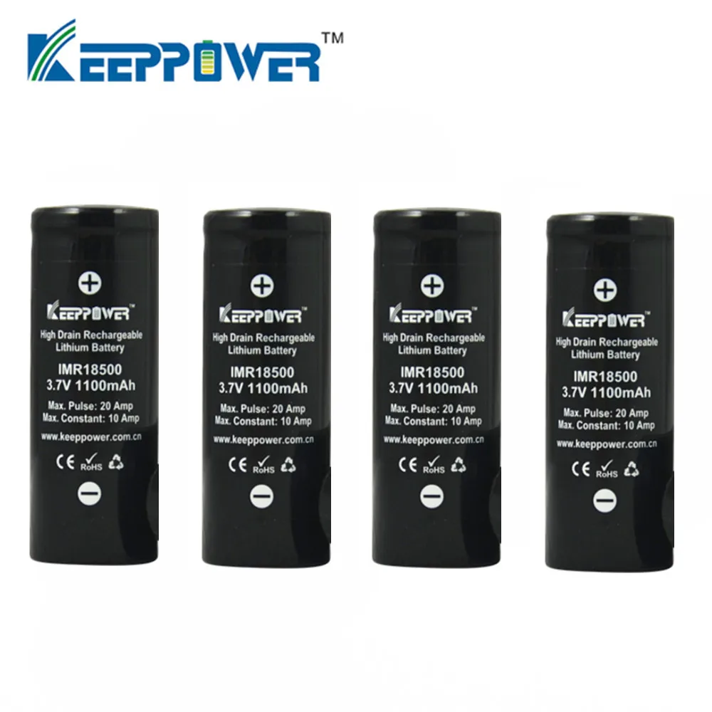 4 шт. оригинальный Keeppower 18500 1100 мАч максимальный ток разряда 20A 3 7 в Втч IMR