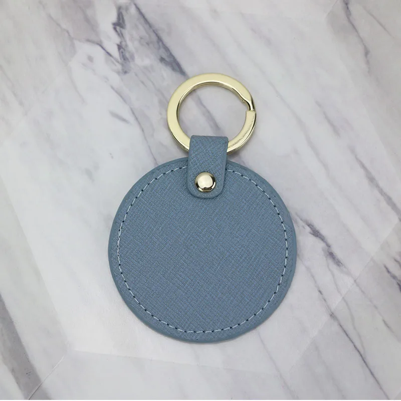 light blue Оригинальные буквы для девочек, сафьяно, кожаный брелок, круглый брелок для ключей, женский брелок, подарок с монограммой, буквы - Цвет: light blue