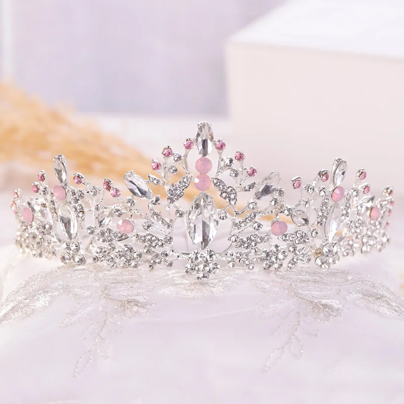 KMVEXO New Blue Pink Crystal Bride Tiaras For Weeding Rhinestone Crowns Bridal Head Jewelry Diadem Headbands Pageant Headdress images - 6
