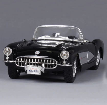 Черный Высокое качество Maisto 1/24 Chevrolet Corvette 1957 литая под давлением модель автомобиля металлическая винтажная игрушка автомобиля с коробкой для детей подарок на день рождения игрушка - Цвет: Черный