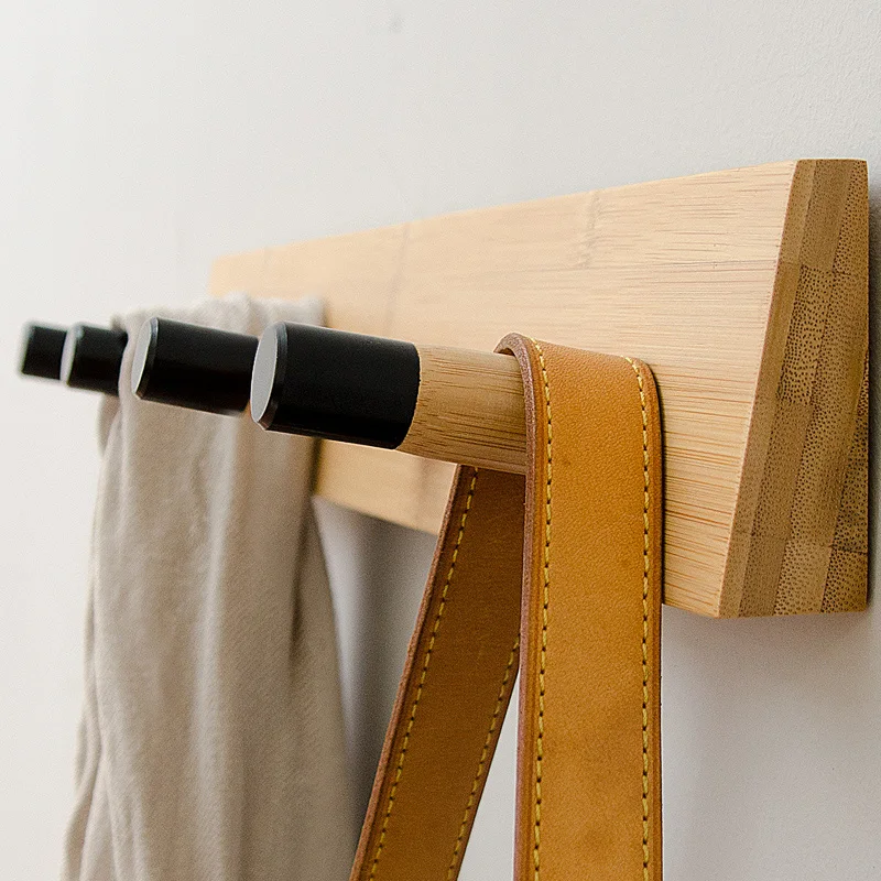 Деревянная настенная вешалка крючок 4 крючка бамбуковый многофункциональная для