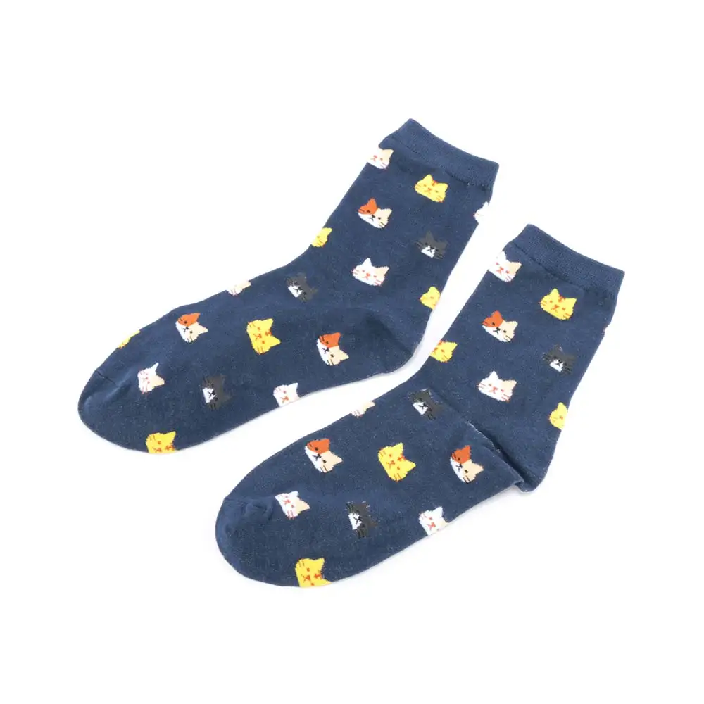 Женские короткие разноцветные забавные носки с котенком повседневные хлопковые