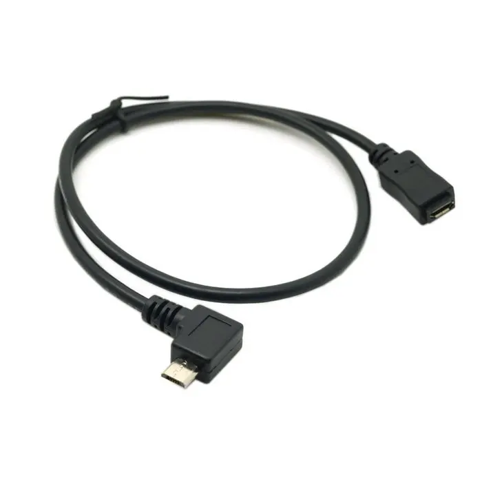 

(100pieces/lot) USB Micro-B 5in Left & Right 90 Degree Angled Micro USB 2.0 Male to Female extension cable 0.5m 50cm