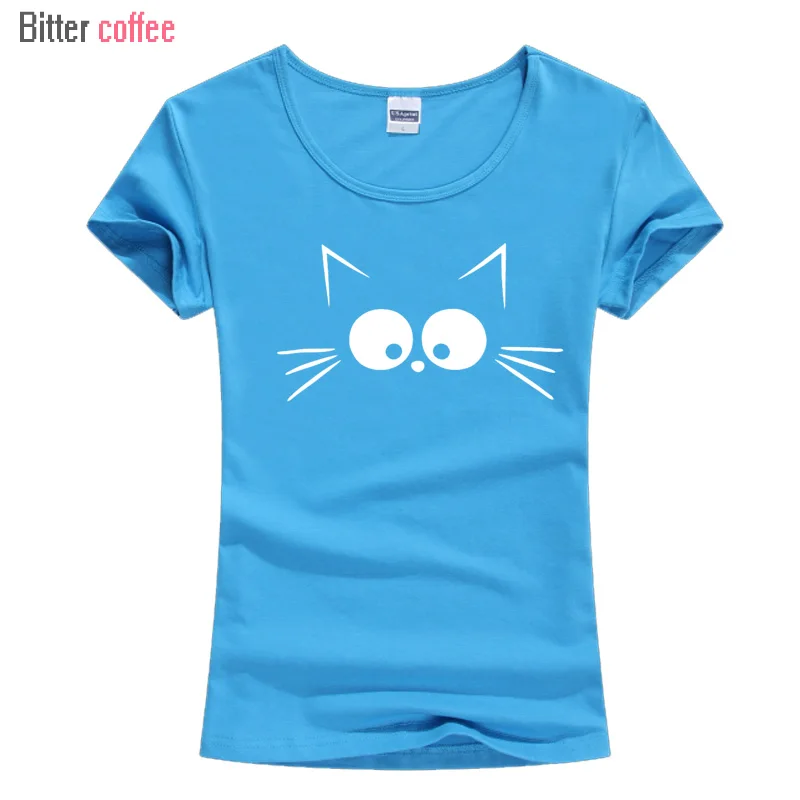 Лидер продаж новая милая футболка с мультяшным принтом Женская Милая Черная кота