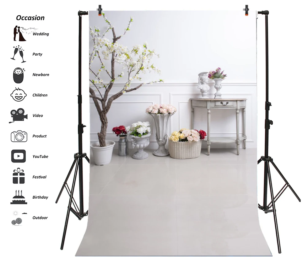 Laeacco Boudoir интерьер стол цветы корзина детская фотография фоны индивидуальные