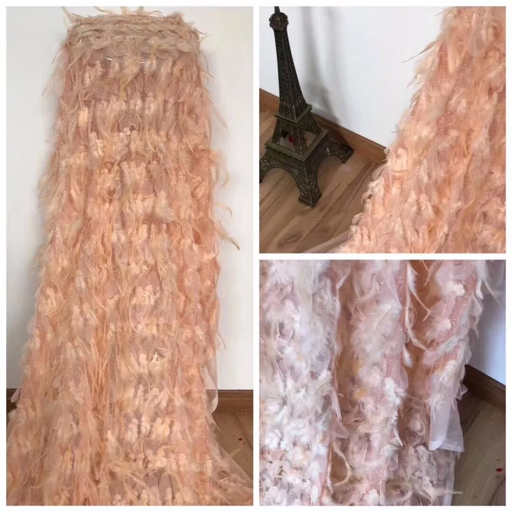 Nice looking feather tulle lace embroidery fabric for wedding dress SYJ-72815 with super quality new arrival | Дом и сад
