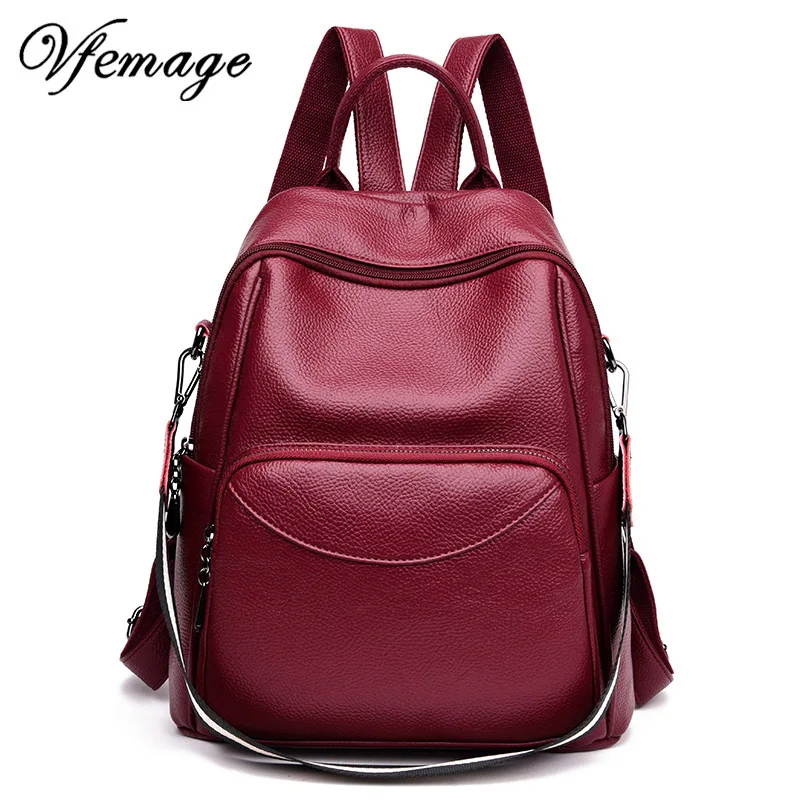 Vfemage Feminina новый модный кожаный рюкзак женский многофункциональный маленький