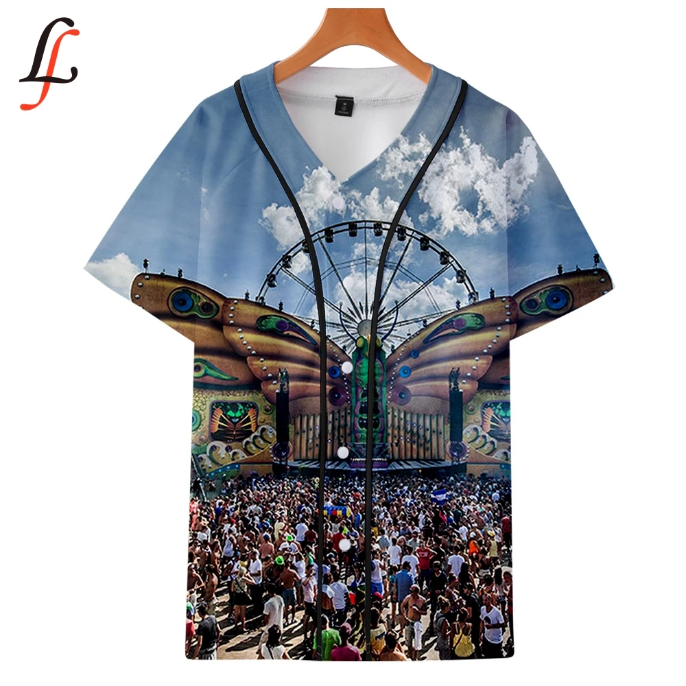 Tomorrowland/бейсбольная футболка с короткими рукавами и 3D принтом K Pop Harajuku летняя