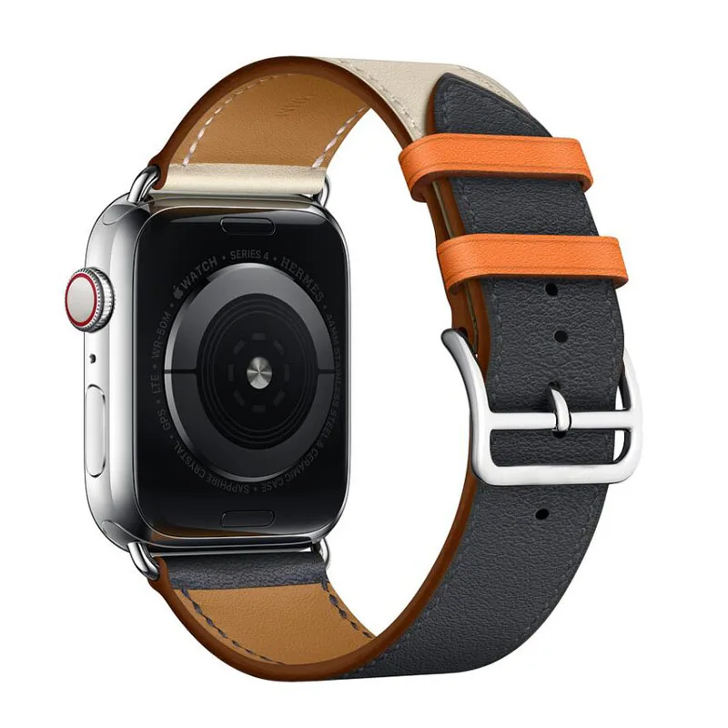 Новые тонкие Tour ремешок для наручных часов Apple Watch Series 5 4, версия 1, 2, 3, ремешок из натуральной кожи, туфли с двойным ремешком тур Браслет для наручных часов iWatch, 44/40 мм; 42/38 мм