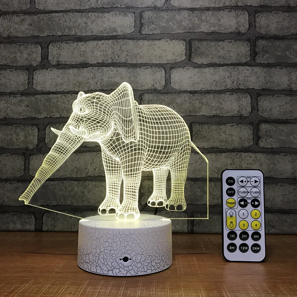 Креативная красочная Usb 3D ночная лампа с изображением слона многофункциональная