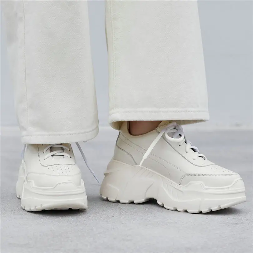 2019 теннисная женская обувь с толстой мягкой подошвой на шнуровке из коровьей