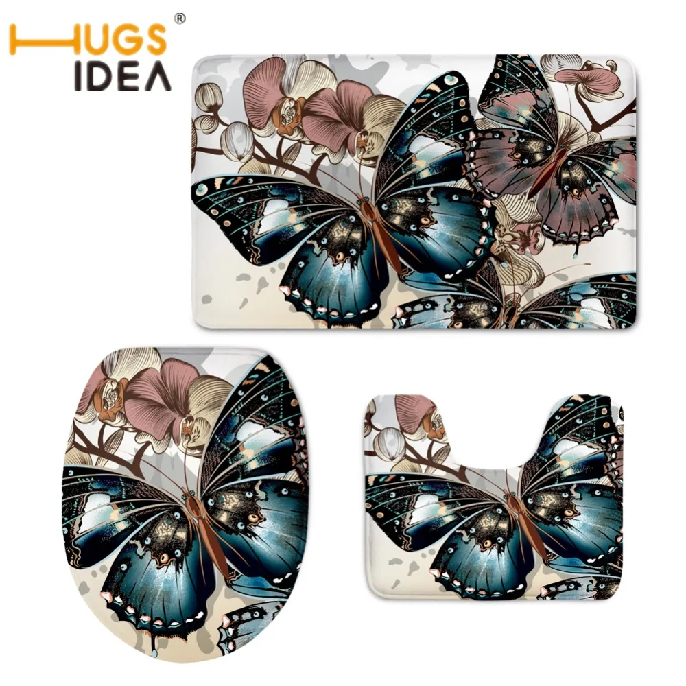 HUGSIDEA чехлы на сиденья унитаза с забавным 3D рисунком бабочки теплый мягкий коврик