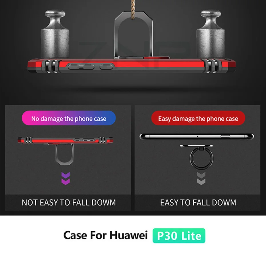 ZNP противоударный защитный чехол для телефона huawei P30 Pro P30 Lite подставка с магнитным кольцом чехол для huawei P Smart чехол s Coque
