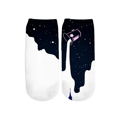 PLstar Cosmos art забавные молочные космические Galaxy носки летние модные 3D хлопковые носки красочные теплые короткие носки женские носки - Цвет: 5