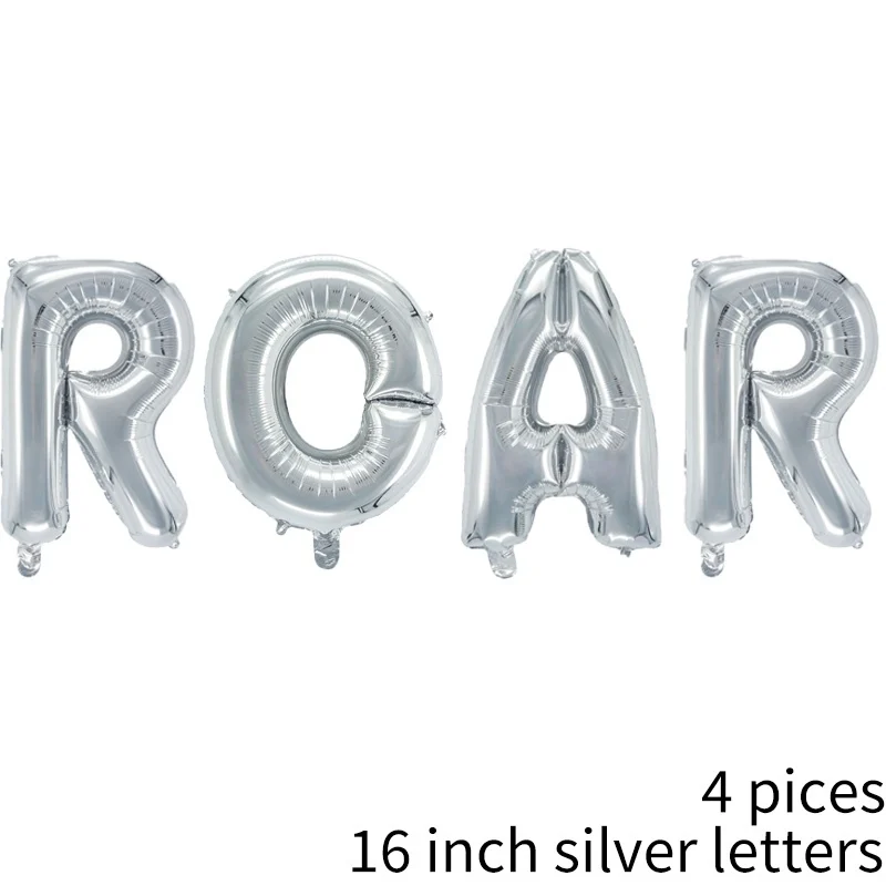16inch Silver ROAR 1 шт. гигантский динозавр фольгированный Шар Детские воздушные шарики в виде животных Динозавр день рождения для детей мир Юрского периода украшения шар - Цвет: 16inch Silver ROAR