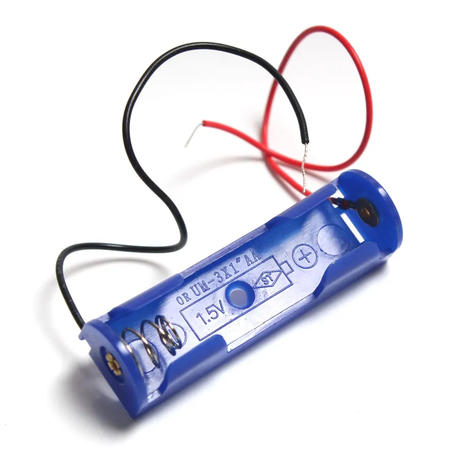 Цветная 1 * AA 5 V Батарейная коробка с проводом свинца пластиковый чехол держатель