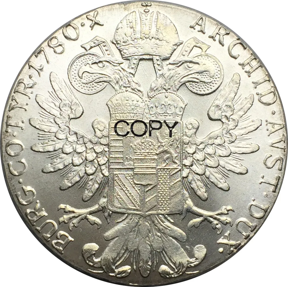 Австрия хабсбург 1780 SF 1 Thaler Мария Терезия латунь покрытая серебром копия монеты высокого качества