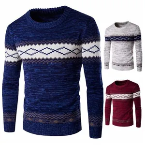 Мужской Повседневный свитер в полоску, трикотажный пуловер с круглым вырезом и длинным рукавом, Осень-зима 2018