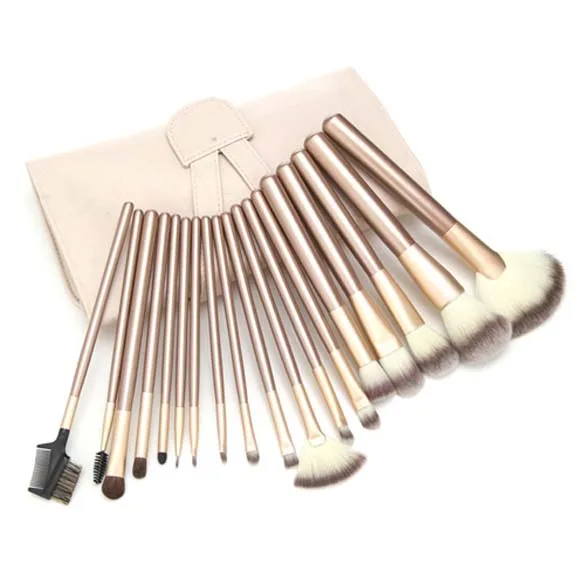 

18 Pieces Gold Cosmetic with Fashion Bag Professional Makeup Accessories Brushes Tools Foundation Brush Sets&Kits High Quality