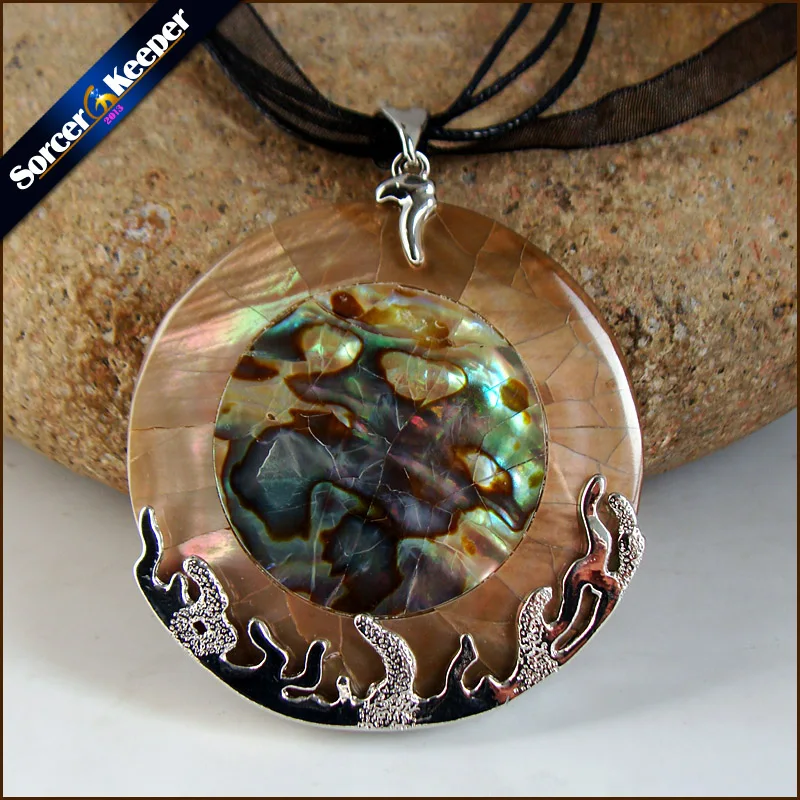 Волшебник натуральная морская круглая подвеска Новая Зеландия Paua Abalone бусины