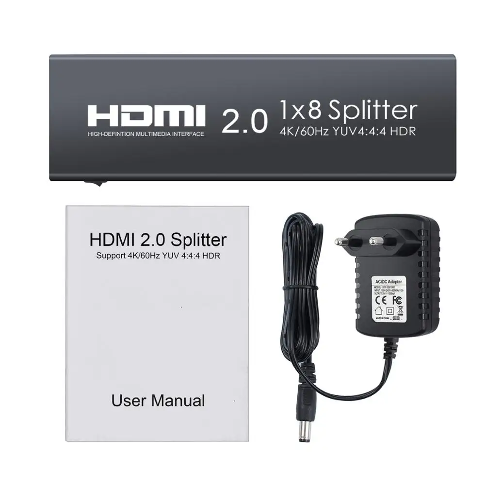 Алюминиевый HDMI 2 0 сплиттер 1 в 8 Выход распределение Усилитель Поддержка 4 к/60 Гц YUV