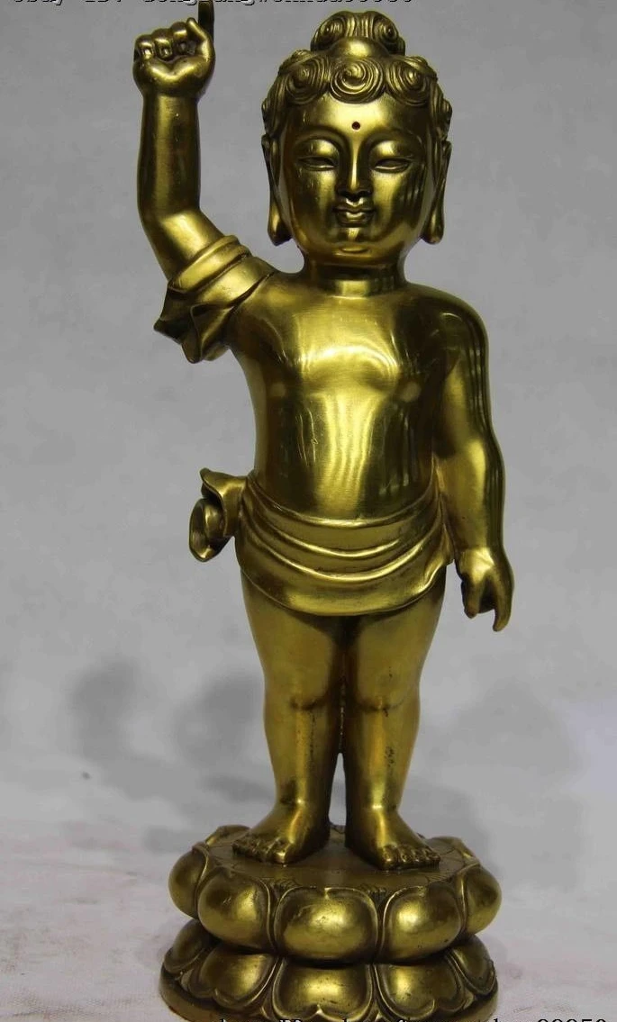 

Tibetan Buddhism Brass Copper Temple Kid Boy Sakyamuni Buddha Statue Sculpture