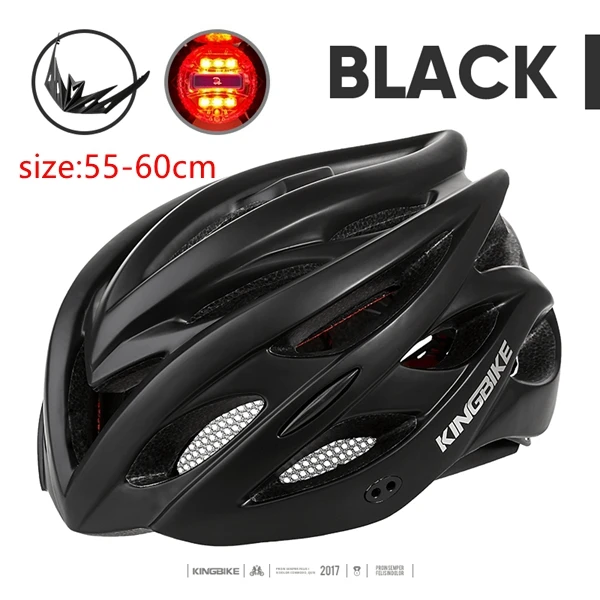 J-652-Black KINGBIKE велосипедный шлем для женщин и мужчин велосипедный шлем дорожный горный с задним светильник MTB велосипедный шлем красный синий титан Casco Ciclismo - Цвет: J-652-Black