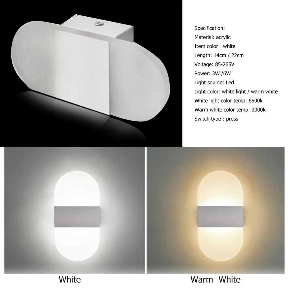 Современный Ночной светильник 3 Вт/6 Вт светодиодный ing Круглый угол подсветка