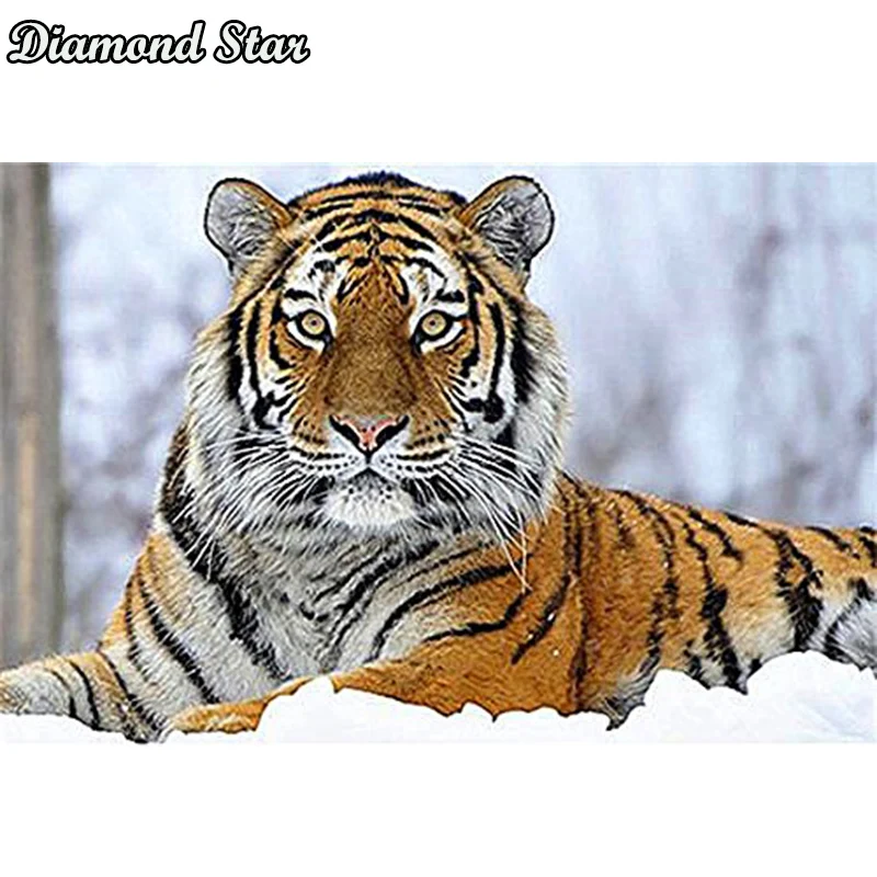 Полностью квадратная Алмазная дрель 5D DIY картина Снежный тигр вышивка крестиком