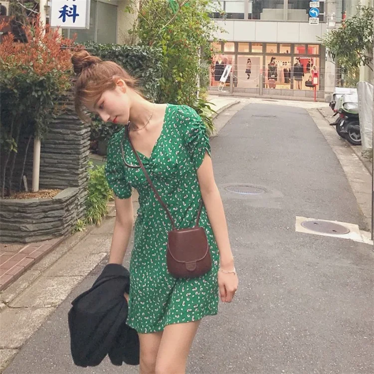 Женское платье с треугольным вырезом GRUIICEEN летнее из шифона принтом в стиле бохо