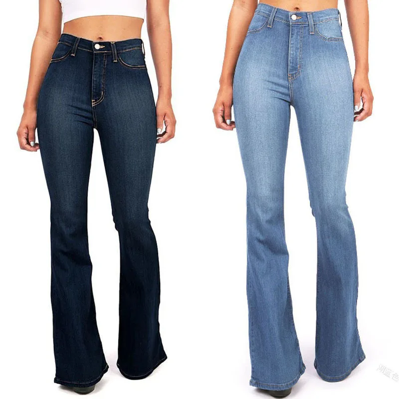 

MIND FEET Women Flared Jeans High Waist Elegant Retro Style Bell Bottom Skinny Denim Pants Female Sexy Casual Wide Leg Jeans