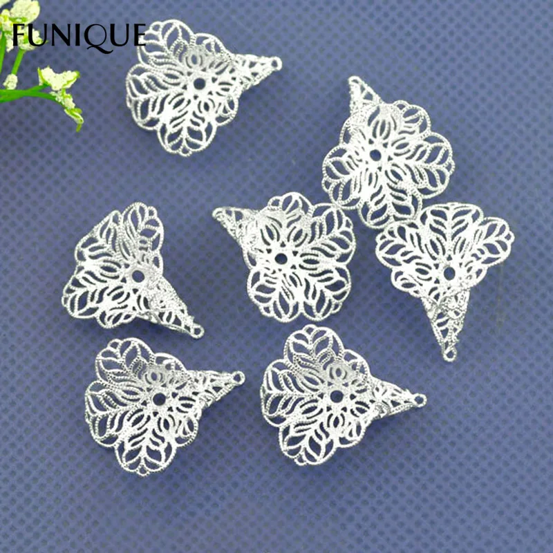 Уникальный посеребренный цветок Filligree бусины колпачки ювелирные изделия