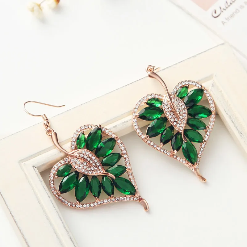 Neoglory австрийские стразы розовое золото зеленый циркон очаровательные Висячие