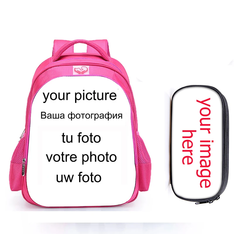 2pcs your picture 16 дюймов настроить ваш логотип имя изображения детские школьные сумки ортопедический школьный рюкзак для детей, мальчиков и девочек Mochila Infantil сумки с рисунком - Цвет: 2pcs your picture