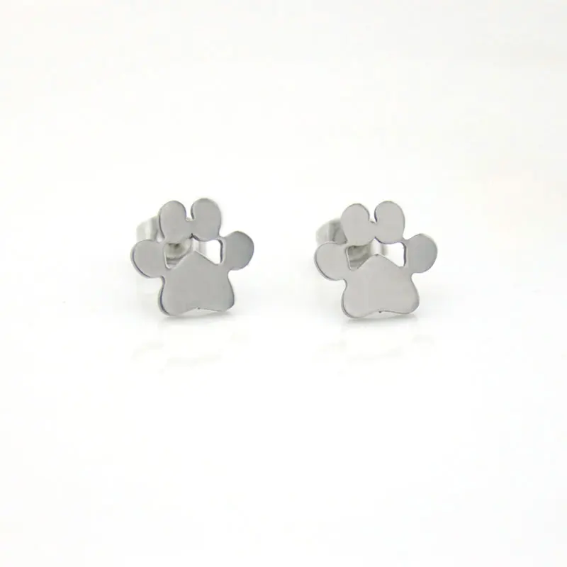 Женские серьги гвоздики из нержавеющей стали с принтом Собачья лапа|stud earrings|earrings