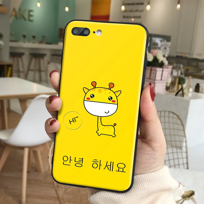 Cute Cartoon Giraffe Phone Case For iPhone 6 6S 7 8 Plus XS Max XR X 5 5S SE Shockproof Soft TPU Protective Back Cover | Мобильные