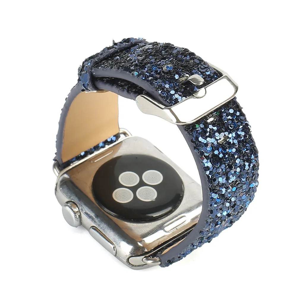 Сверкающий ремень из искусственной кожи для Apple Watch новый год банкет 3 2 1 iWatch 38 мм 42