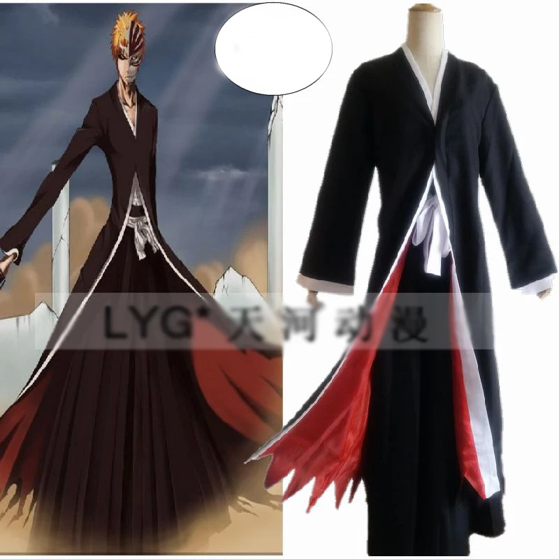 Аниме Bleach Косплэй-Блич Ичиго Куросаки Bankai Косплэй костюм: куртка + штаны 11 |