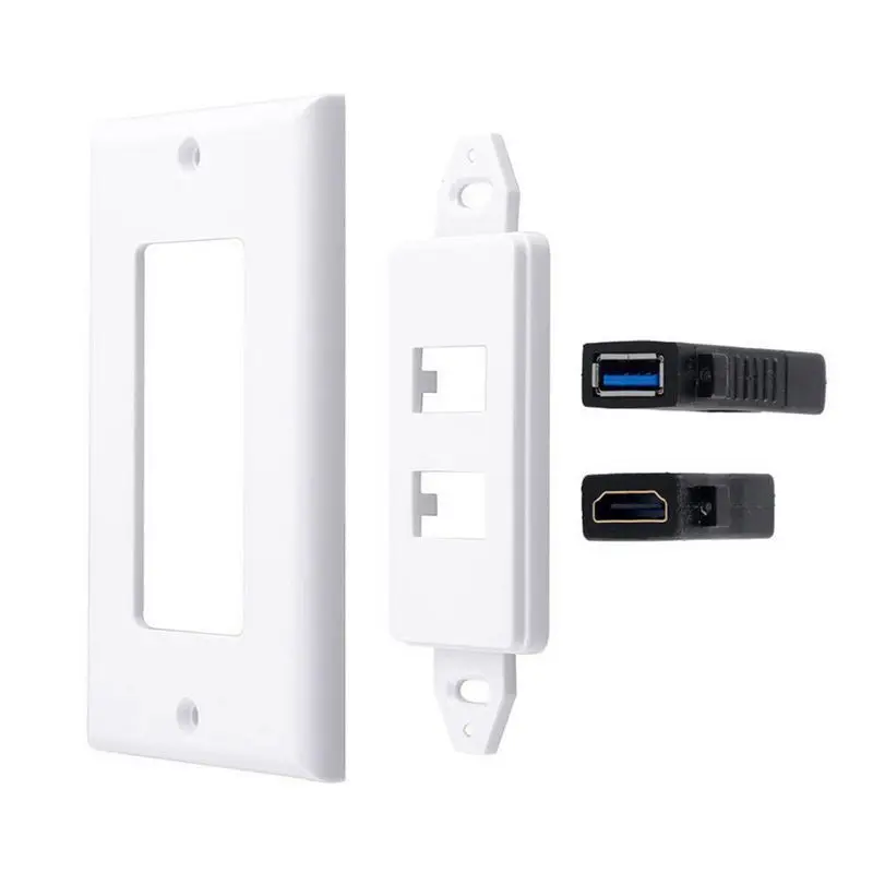 JFBL Горячая 1x 2 порта HDMI + USB 3 0 женская настенная Лицевая панель розетка удлинитель