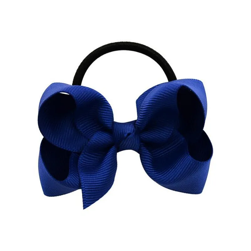 dark blue 3 дюймовые Детские бантики для волос, банты для волос для девочек, резинки для волос, эластичная лента для волос, женские аксессуары для волос, веревка, резинка, резинка - Цвет: dark blue
